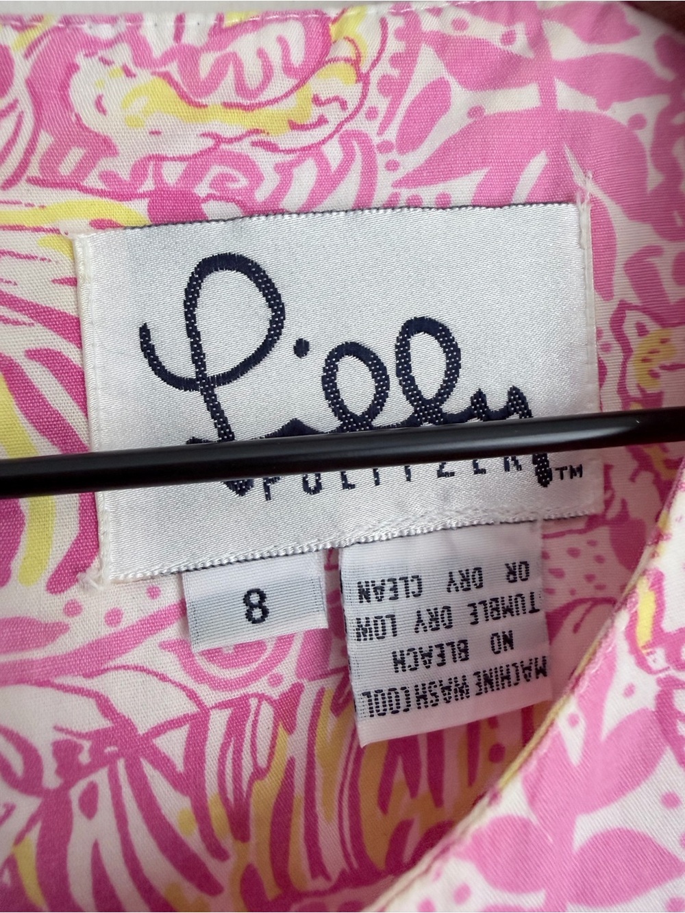 Lilly Pulitzer Vintage 1990's Lion & Tiger Pink Yellow Print White Label Dress - Picture 3 of 6
